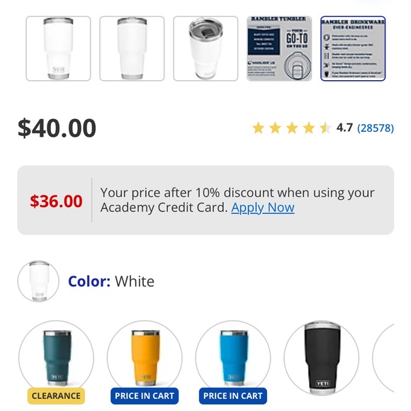 YETI Stainless Steel White Tumbler - Picture 11 of 12